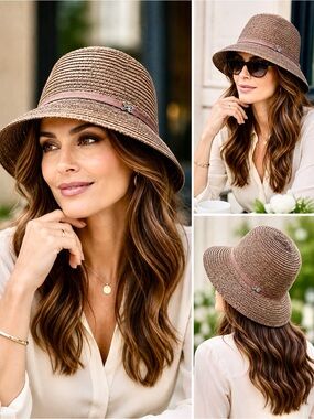 Betmar New York Summer Straw Cloche Hat 2-in-1 Style
